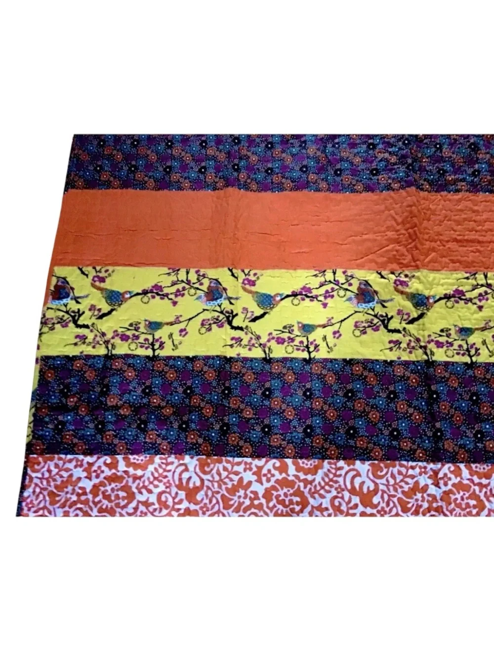 Quilted reversible Floral/Birds warm colored Throw